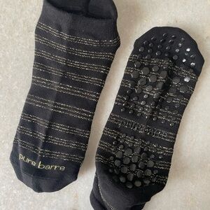Pure Barre Gold Glitter Striped Low Rise Grip Socks NWOT